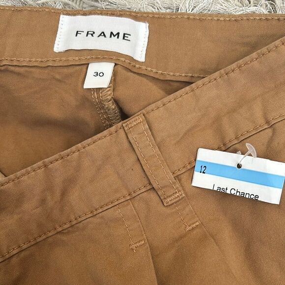 NWOT Frame Pleat Front Wide Leg High Rise Cotton Chino Pants in Camel $348 Sz 30 - Picture 15 of 16